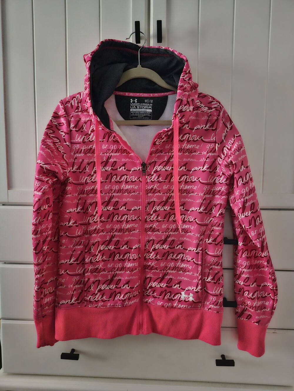 Under Armour Pink Script Full-Zip Jacket Sz S